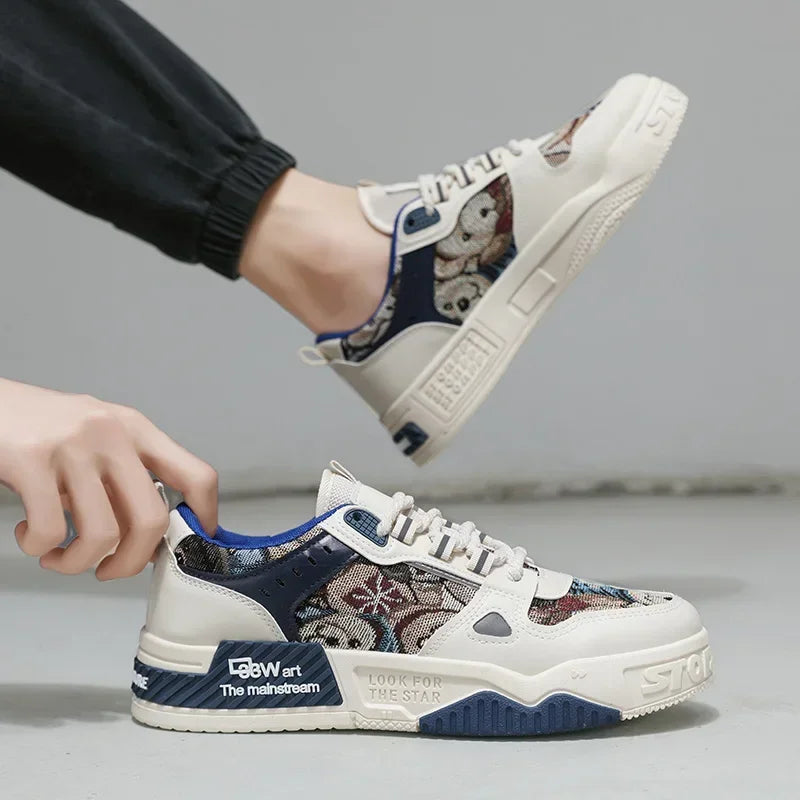 حذاء تزلج أبيض للرجال قابل للتنفس