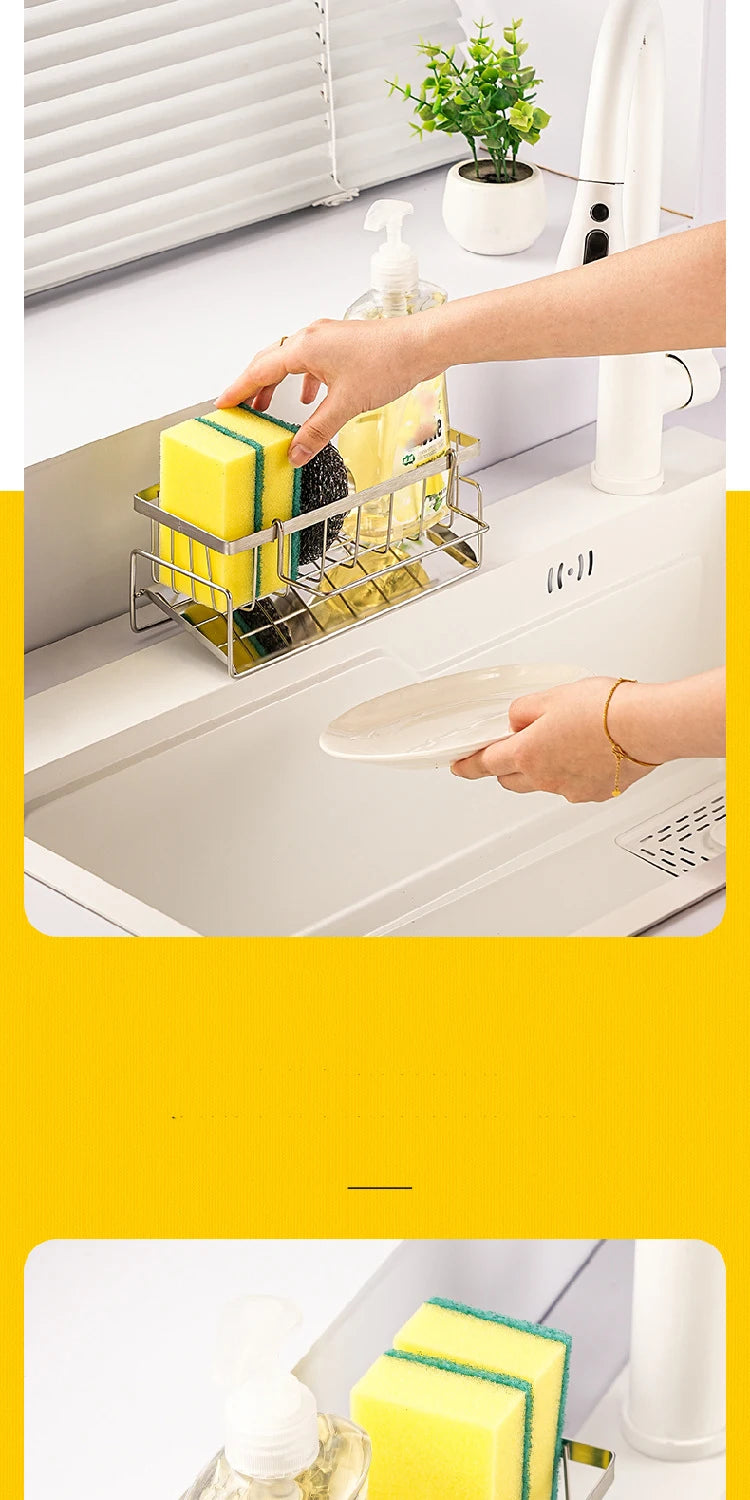 Stainless Steel Sink Storage Rack – Kitchen Sponge Organizer