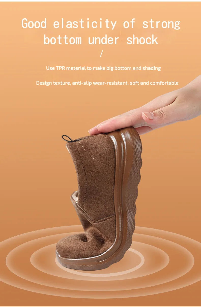 Women Snow Ankle Boots – Anti-Slip Plush Leather Winter Footwear