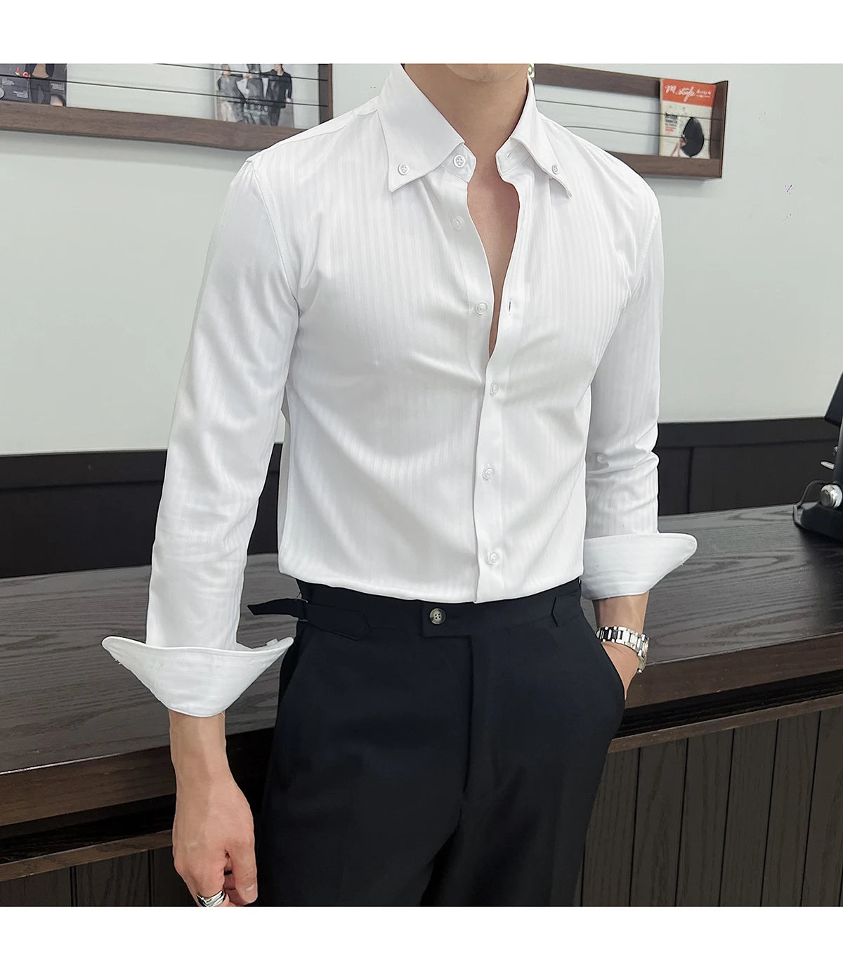Men Slim Striped Shirt