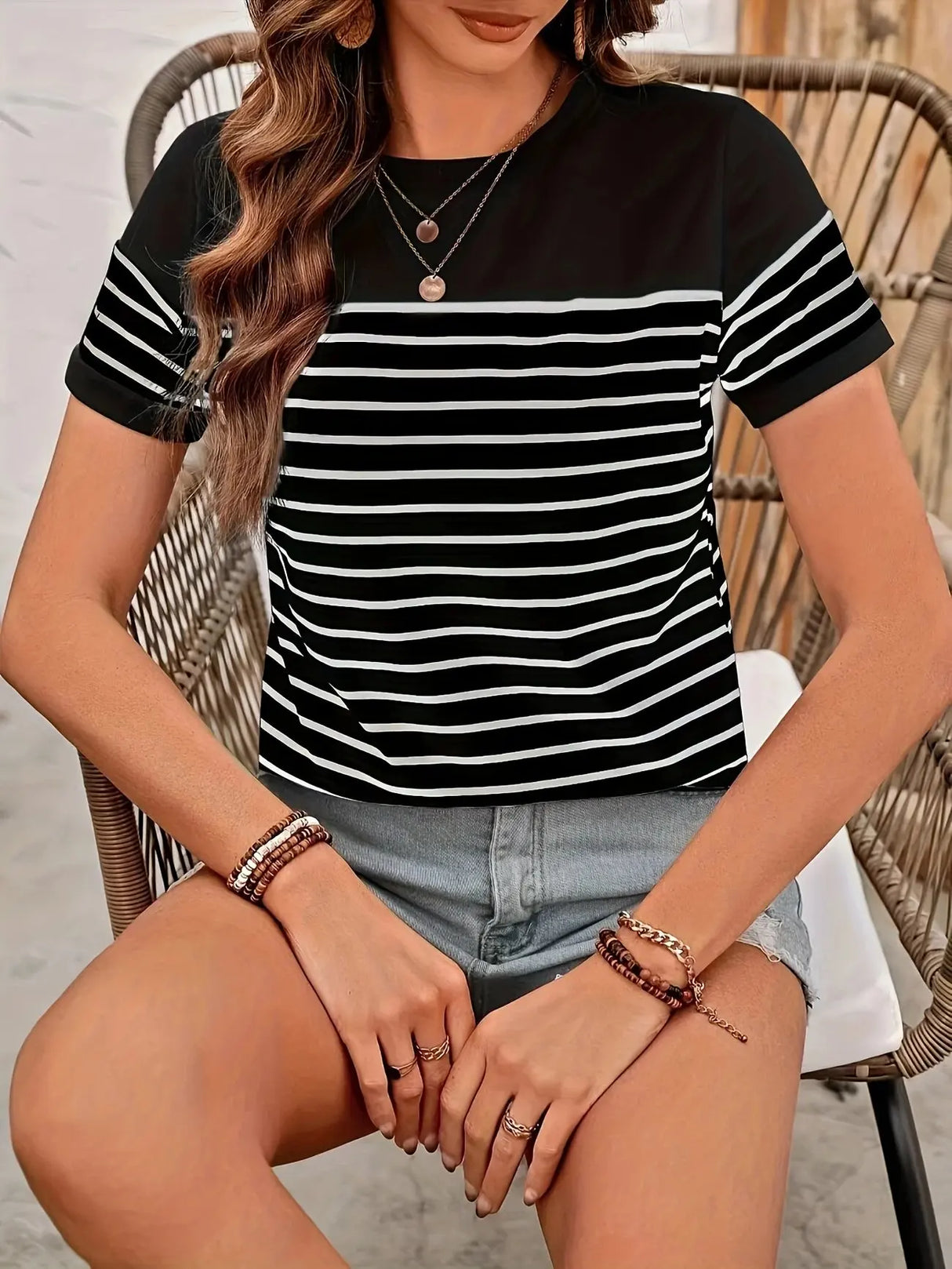 Striped Y2K Style T-Shirt for Women