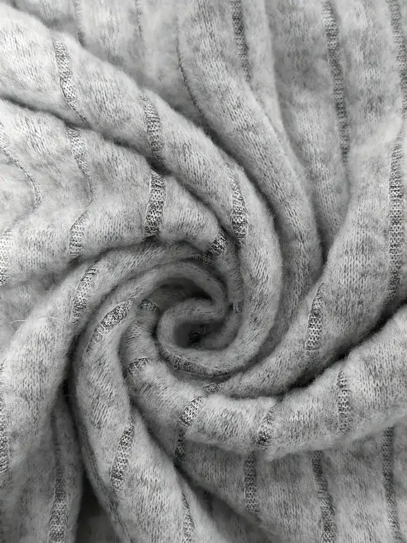 سويت شيرت نسائي مقاس كبير مضلع بأكمام طويلة كاجوال