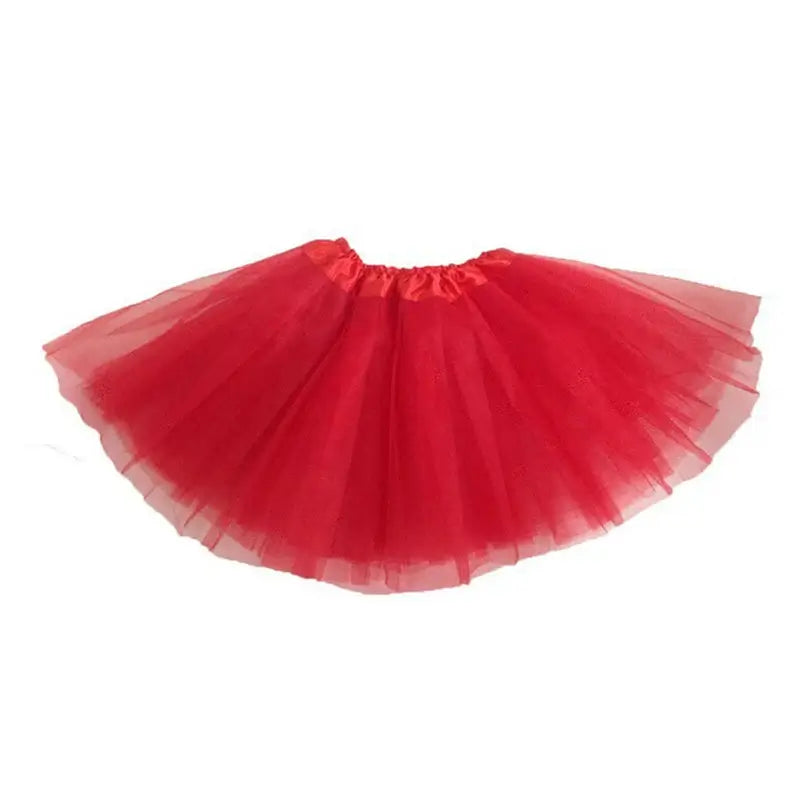 Red tulle tutu skirt for girls, perfect for dress-up, parties, and ballet. Lightweight and stylish design.