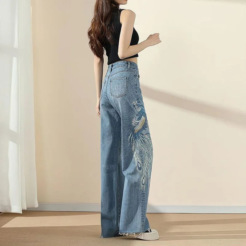 FlexCharm™ – Embroidered Loose Fit Jeans (Light Blue, S-XXXL Sizing)