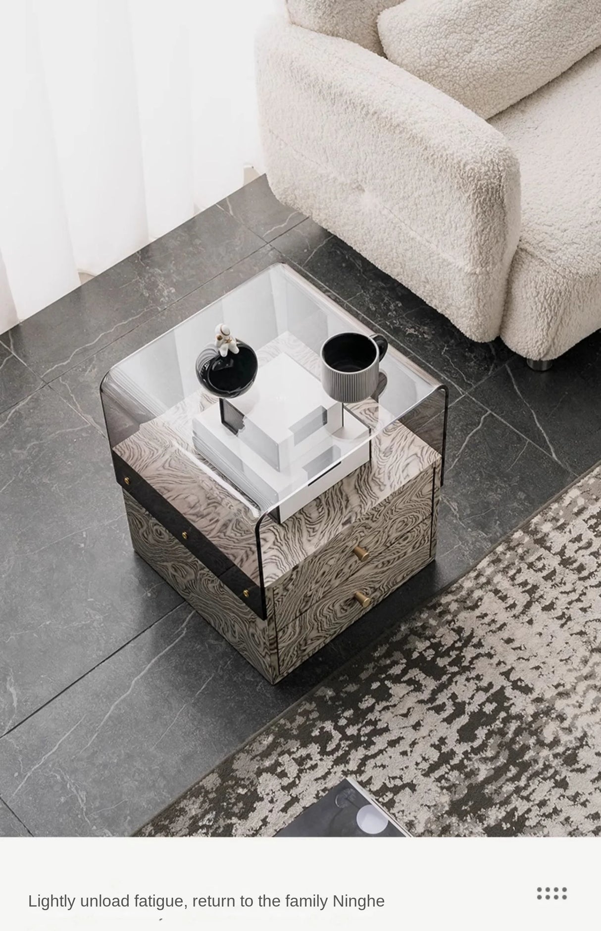 Modern Acrylic Bedside Storage Cabinet