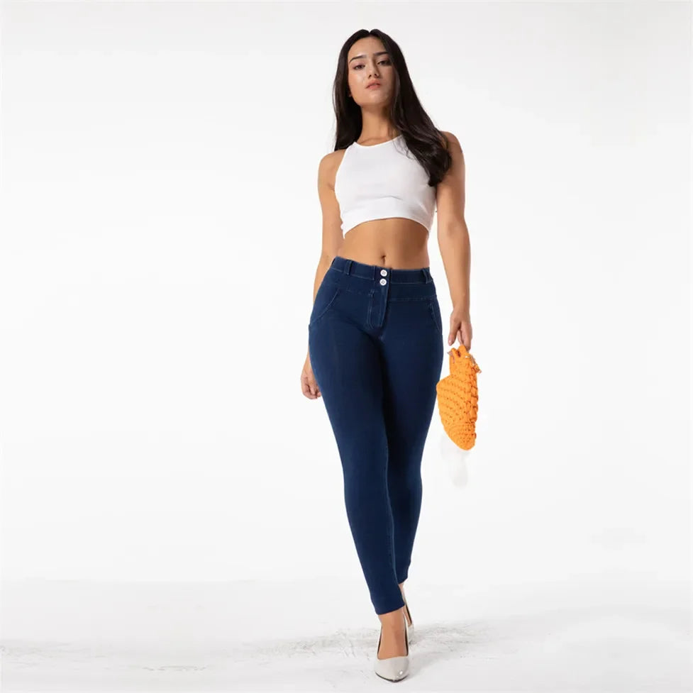 بنطلون جينز نسائي ضيق مطاطي لرفع المؤخرة