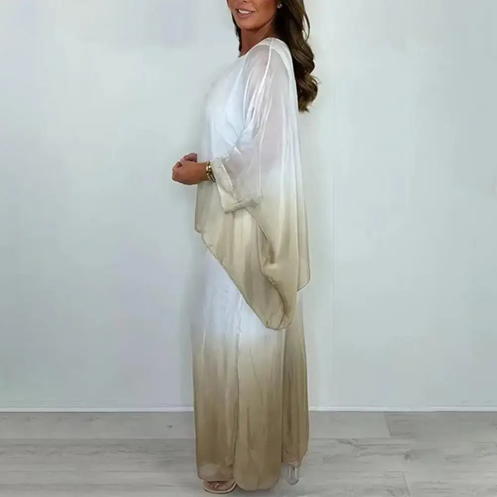 طقم بنطلون شيفون متدرج اللون للنساء