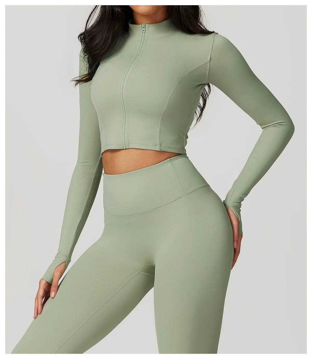 Women's Sexy Zip Long Sleeve Yoga Jacket – Workout Running Cycling Top