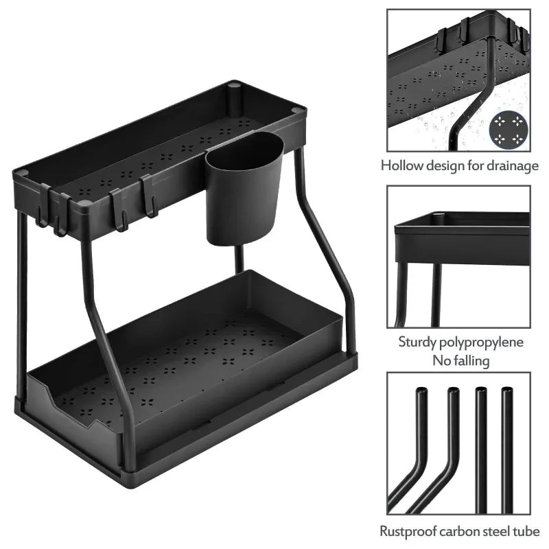 Pull-Out Kitchen Sink Storage Rack