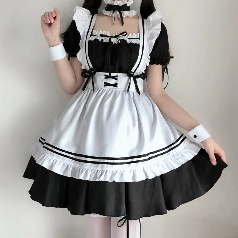 Black White Lolita Maid Costume