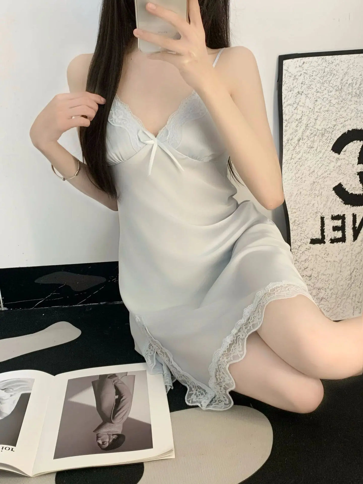 طقم رداء نوم ساتان نسائي