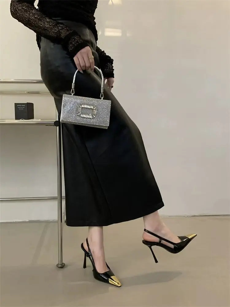 حذاء ستيليتو معدني بمقدمة مربعة - صيف 2025