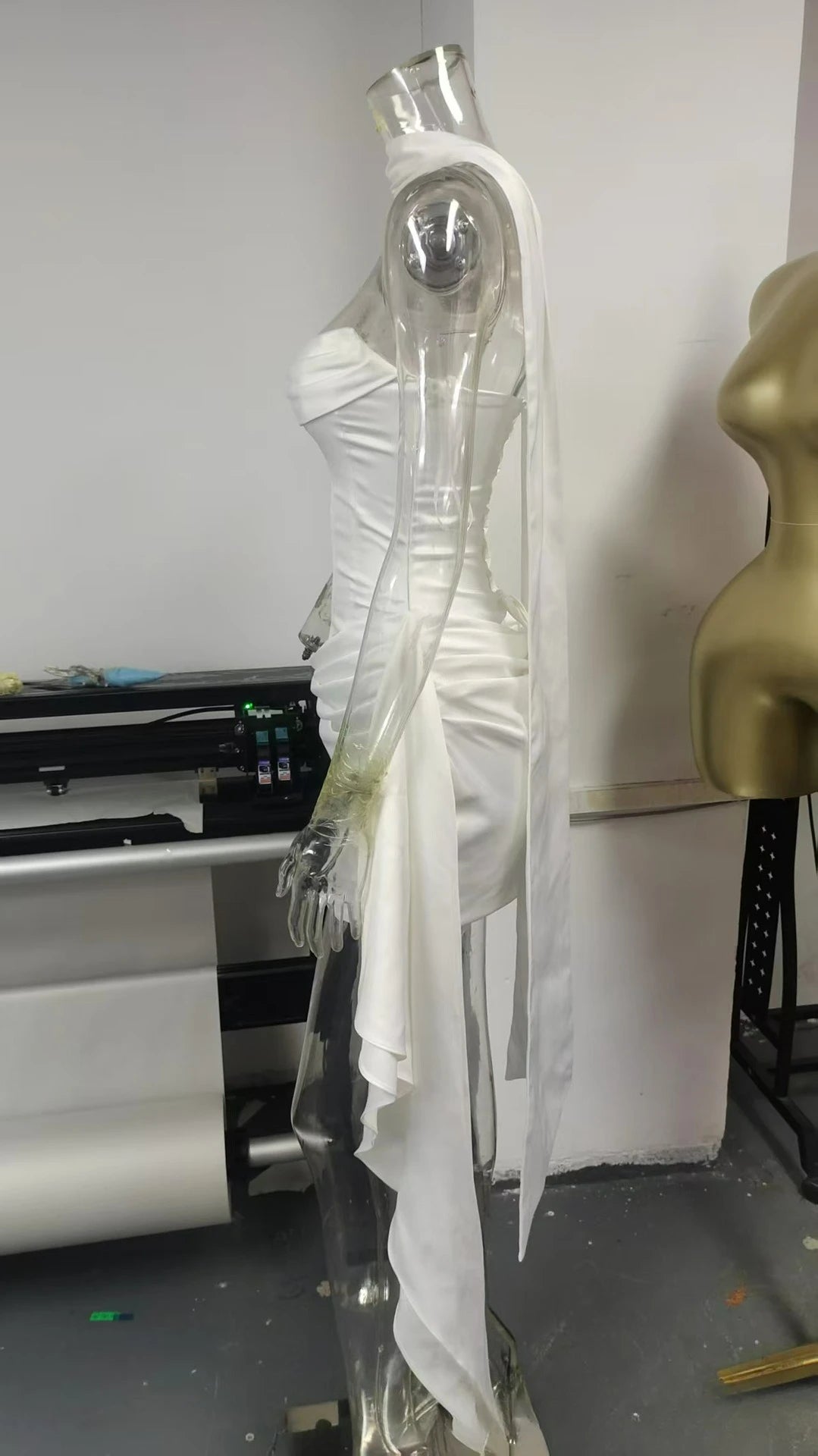 Ivory Luxe Corset Satin Mini Dress