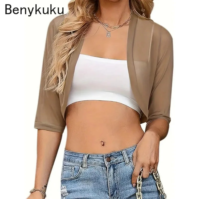 Vintage Mesh Bolero Shrug Cropped Jacket