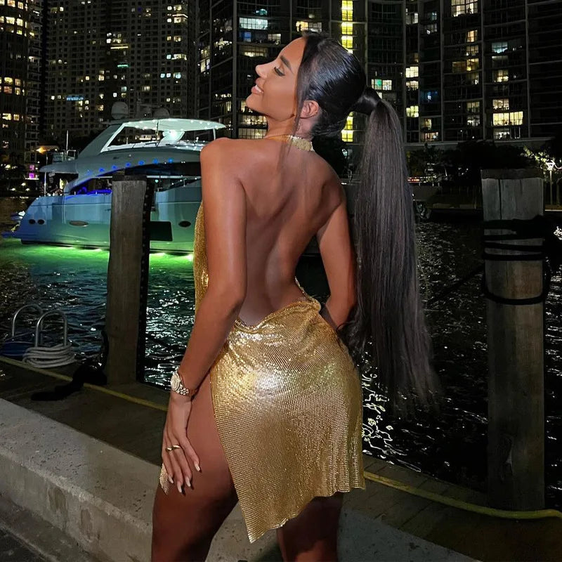 Midnight Luxe Backless Mini Dress