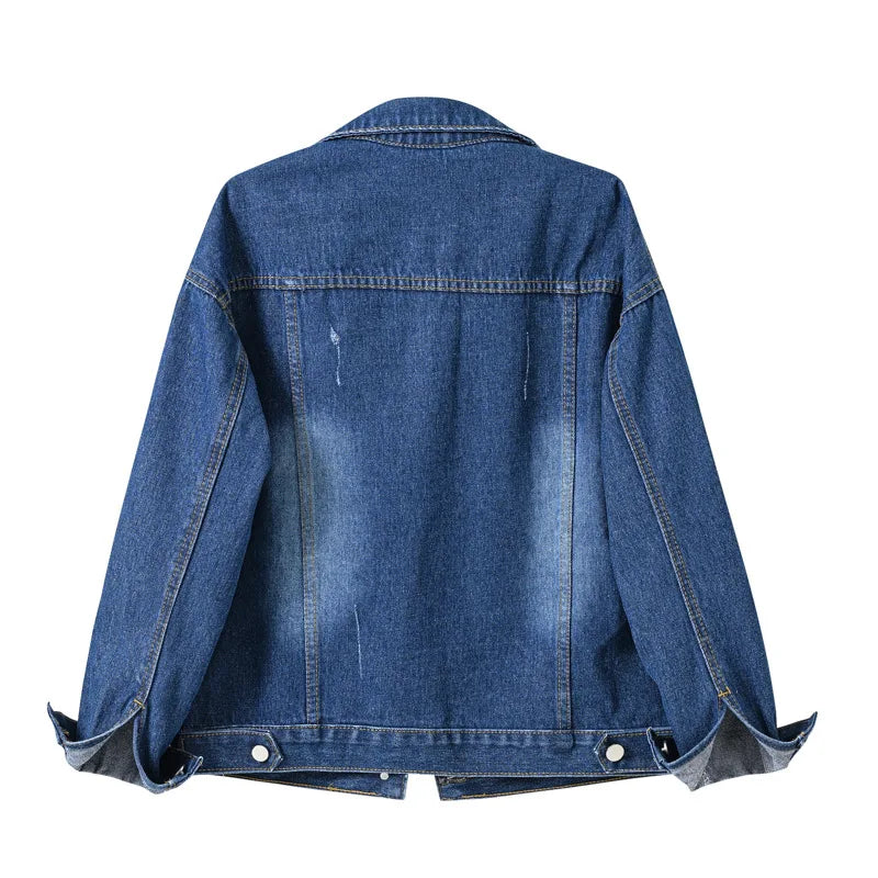 Women's Single Breasted Denim Lapel Jacket