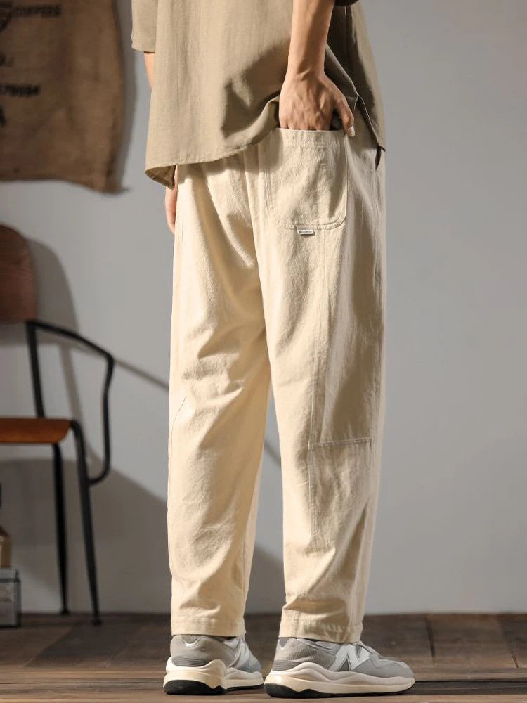 Men Linen Wide Leg Sweatpants
