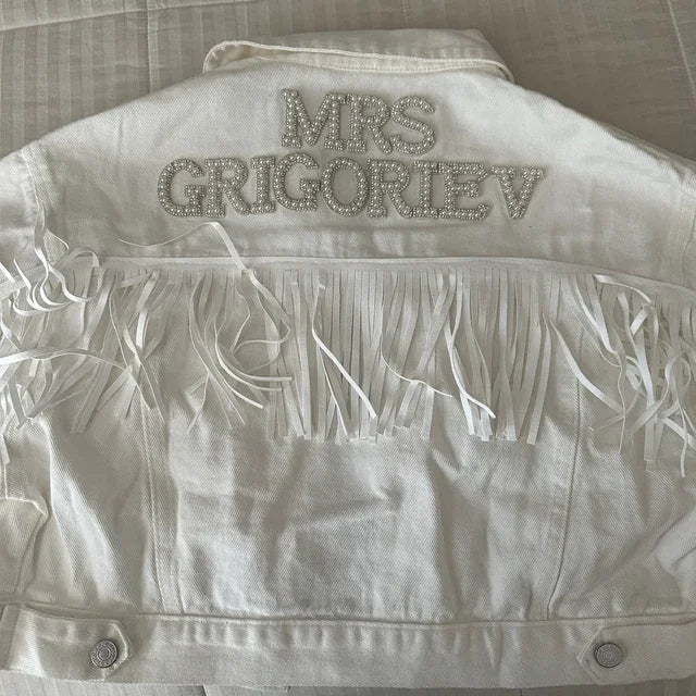 Personalised Pearl Denim Jacket for Bachelorette Party