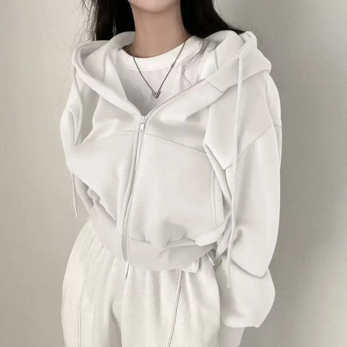 Women's Y2K Cropped Zip Hoodie