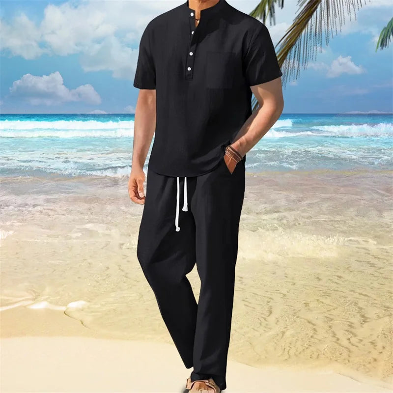 طقم قميص وبنطال هنلي للرجال