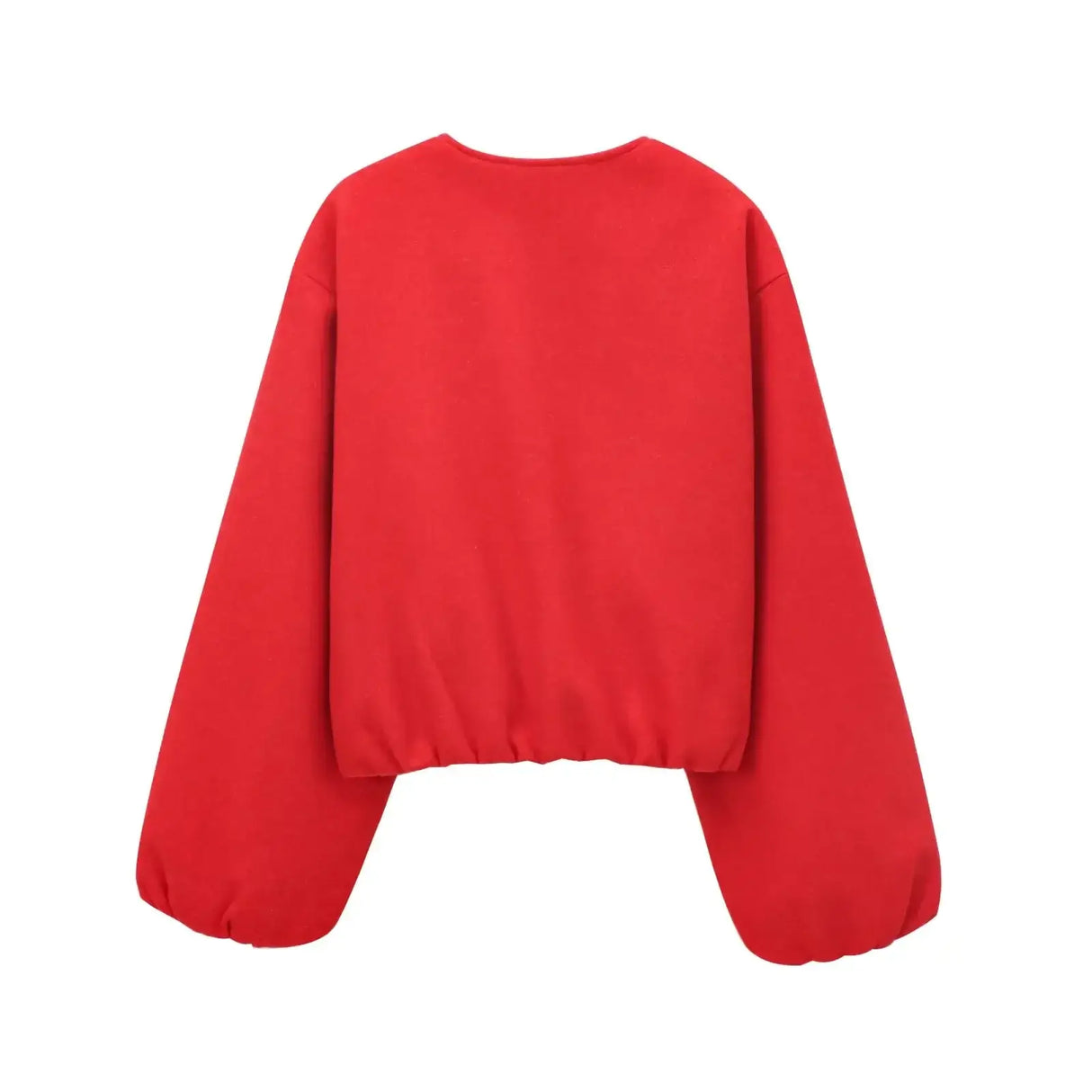 جاكيت بومبر نسائي أحمر قصير بسحاب