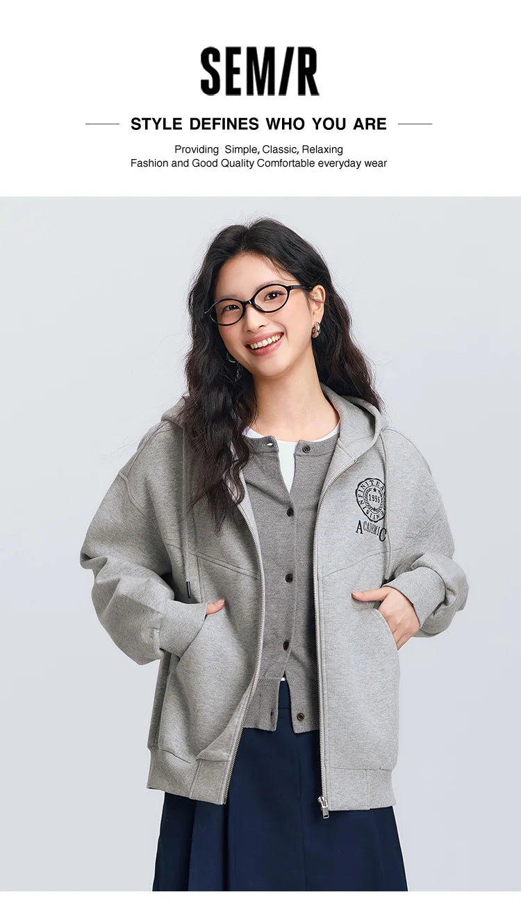 Semir Hooded Embroidered Drop Shoulder Jacket
