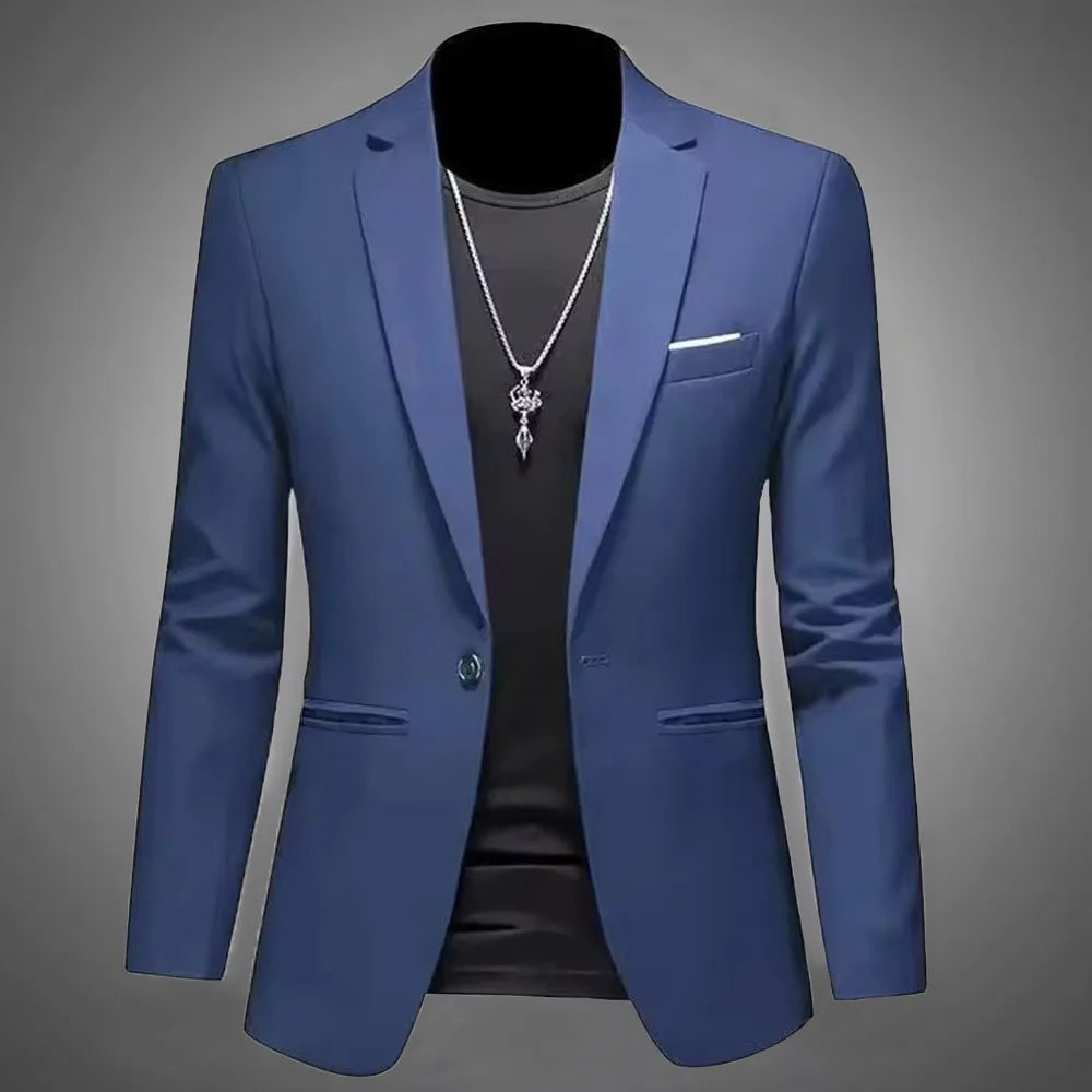 Men Slim Fit Single Button Blazer