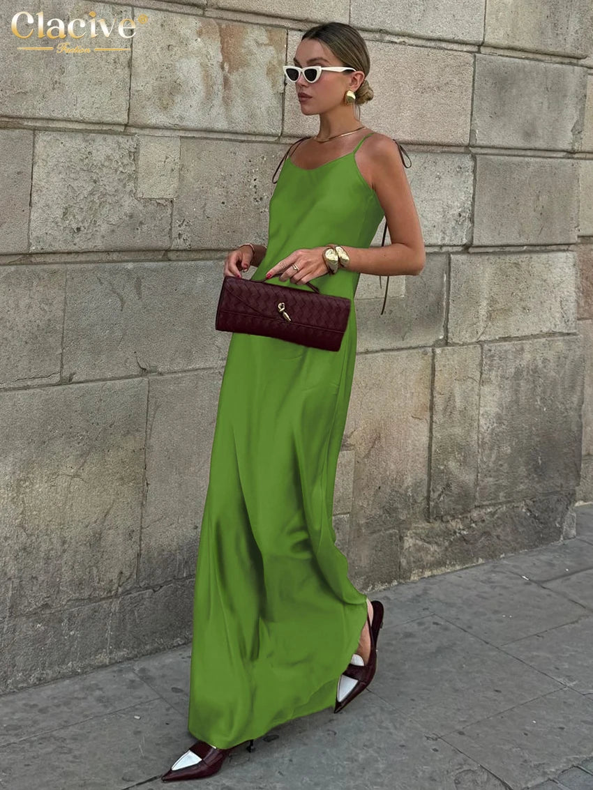 Luxe Satin Backless Maxi Dress
