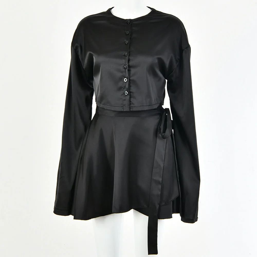 Women's Satin Skirt Set