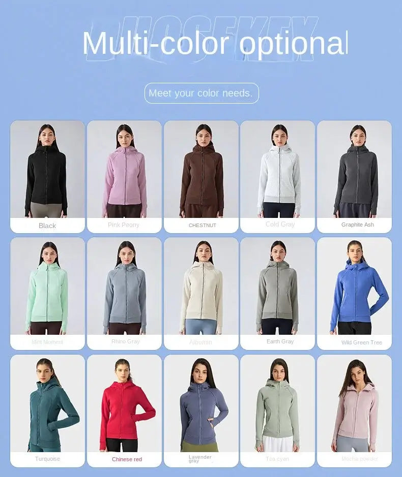 سترة رياضية نسائية سميكة ودافئة بغطاء للرأس