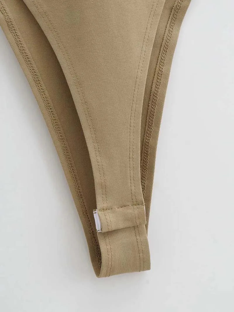 Women's Sleeveless Padded Shoulder Bodysuit – Summer Bodycon One-Piece