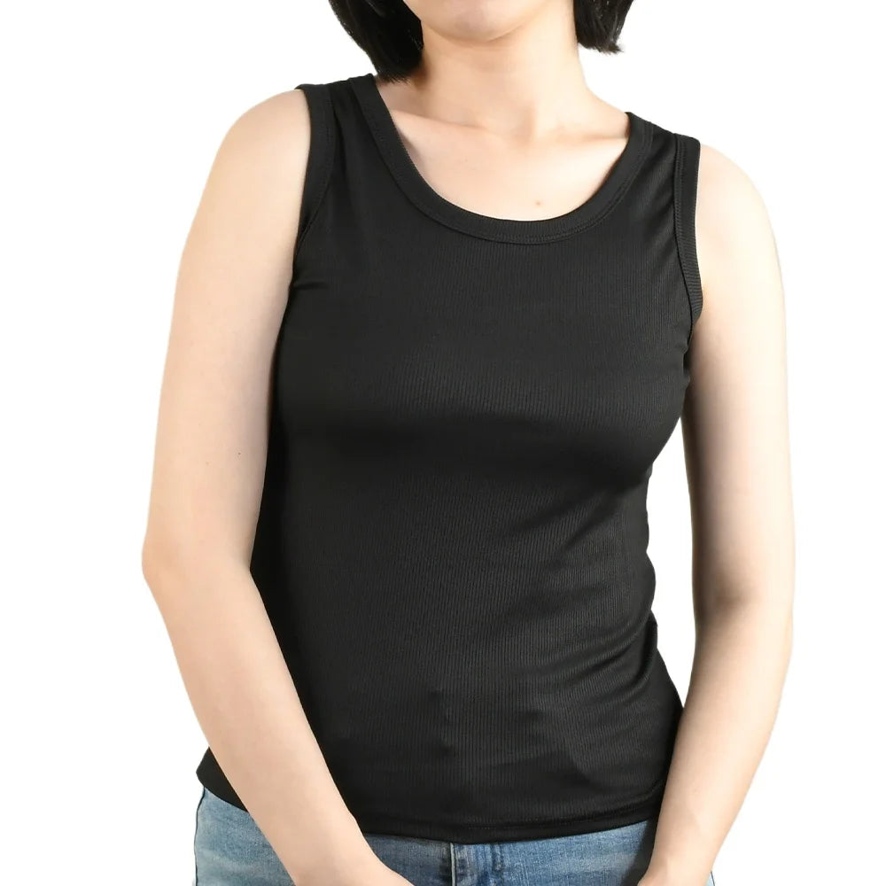 Black SlipFit™ anti-slip cami for women, lightweight and slimming design for summer comfort.