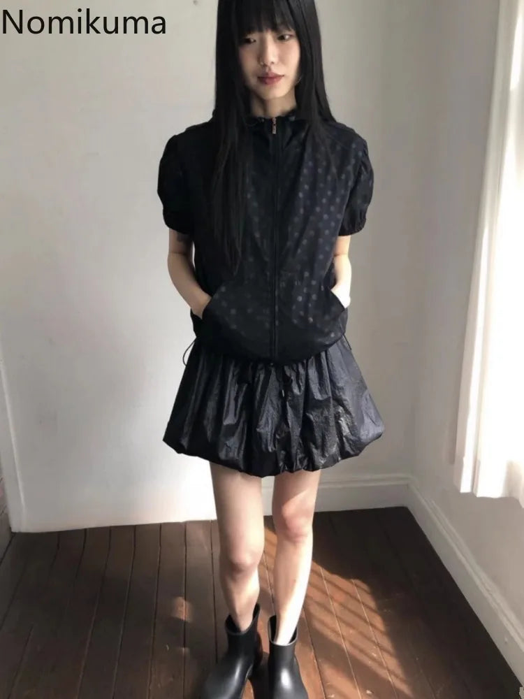 Streetwear Summer Polka Dot Hooded Jacket