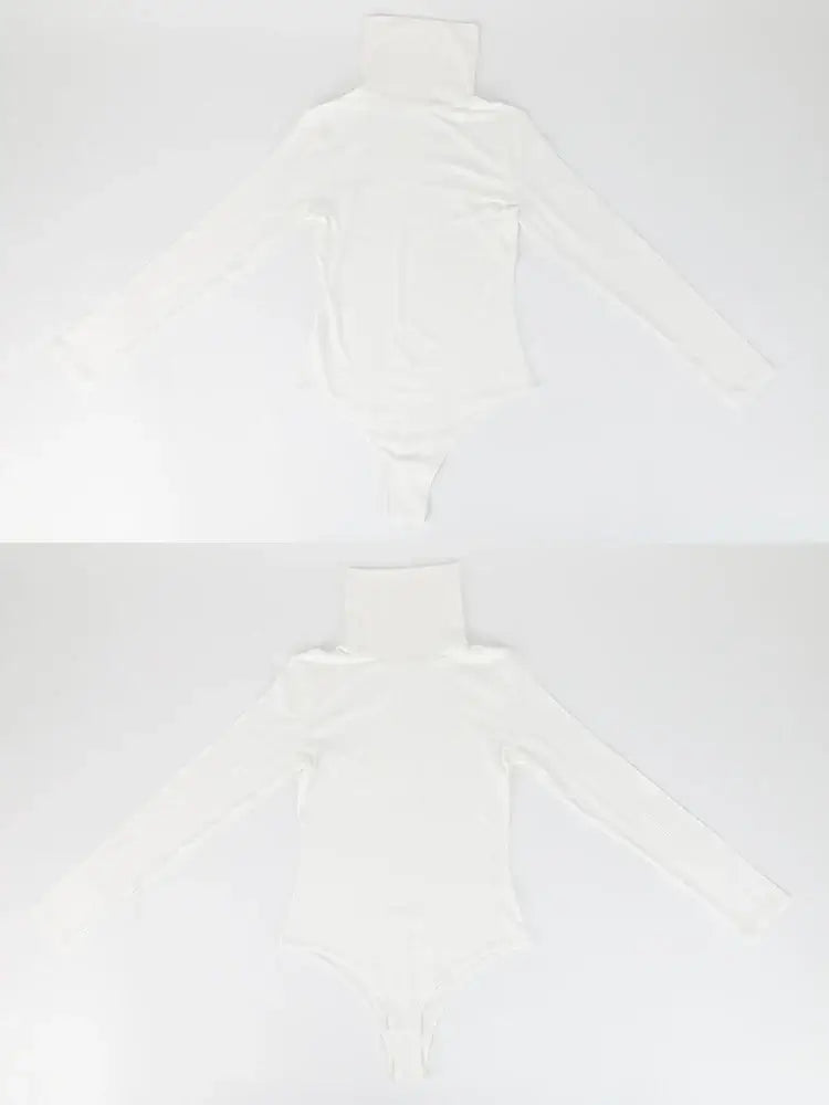 بدلة جسم نسائية برقبة عالية وأكمام طويلة