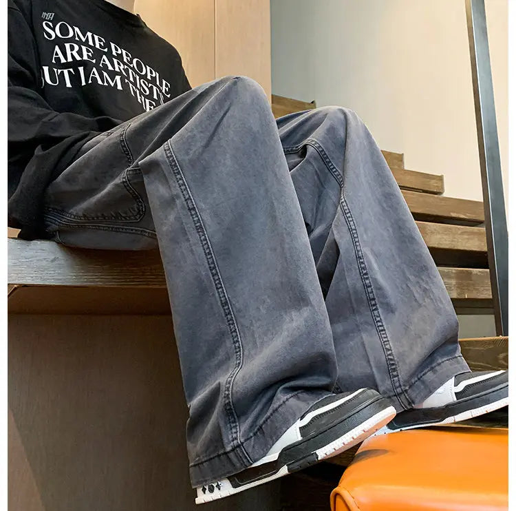 بنطلون كارغو رجالي واسع من قماش الشارع