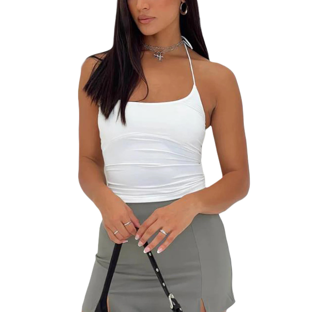 White Halter Cami Top