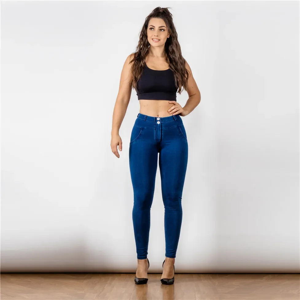 بنطلون جينز نسائي ضيق مطاطي لرفع المؤخرة
