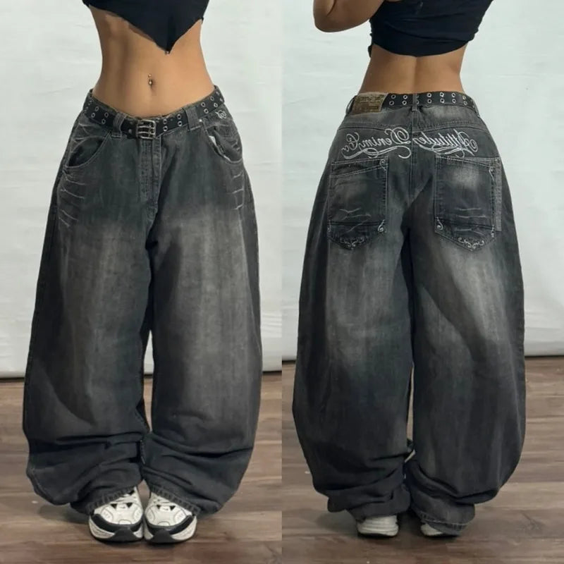 Vintage Letter Y2K Wide Leg Jeans