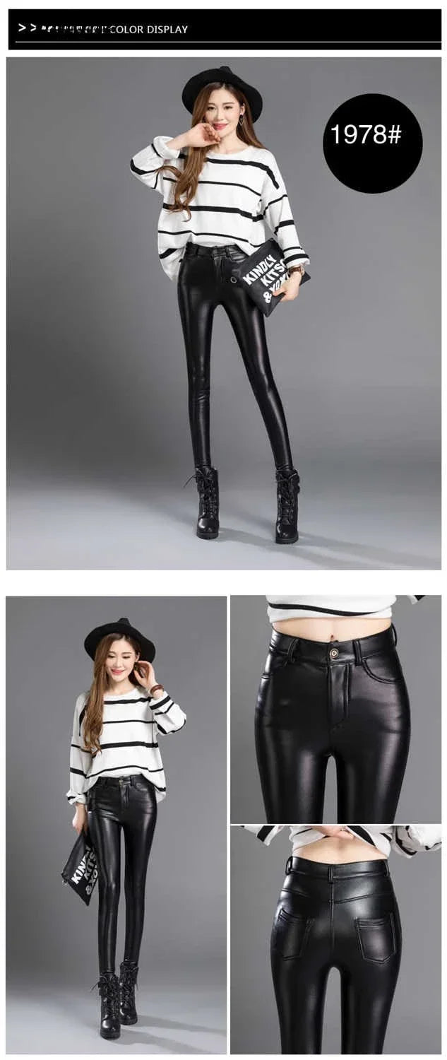 Women Winter Leather Leggings
