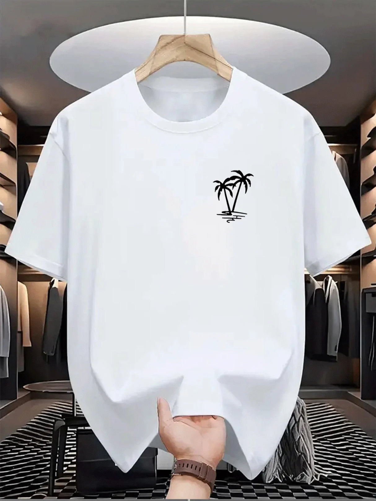 تي شيرت رجالي بطبعة جوز الهند