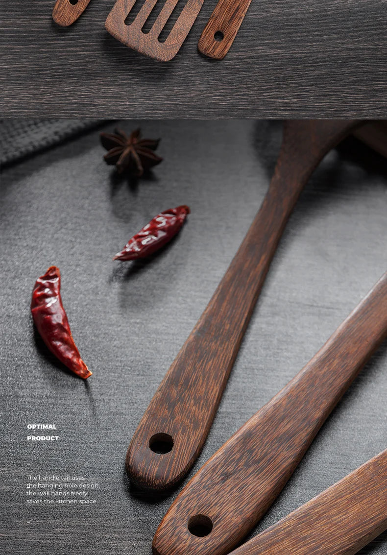 Wooden Handle Non-Stick Kitchen Utensil Set