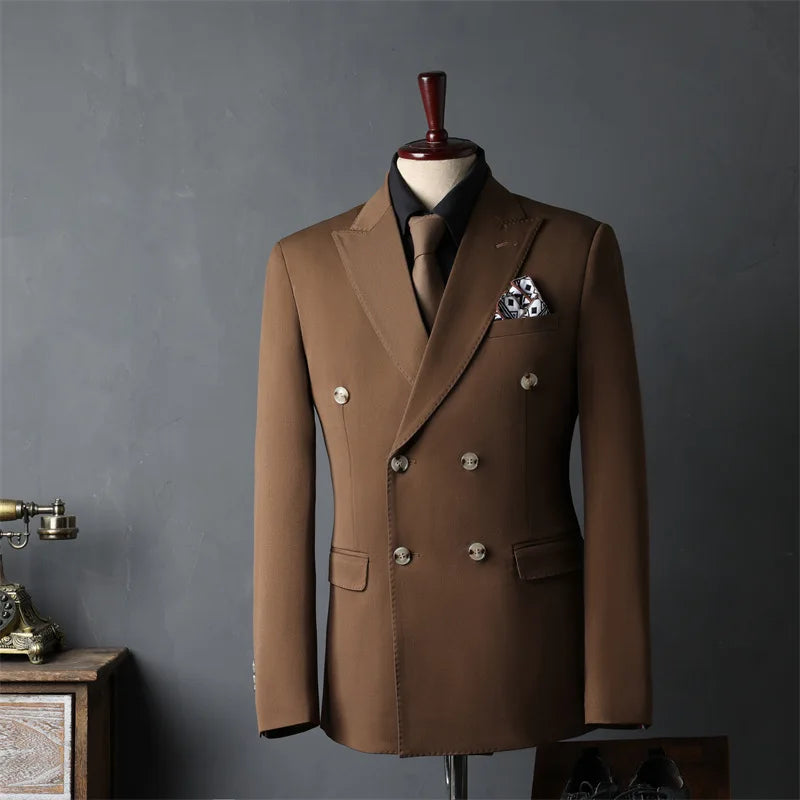 بدلة رجالية مزدوجة الصدر بمقاسات كبيرة - مجموعة من 3 قطع