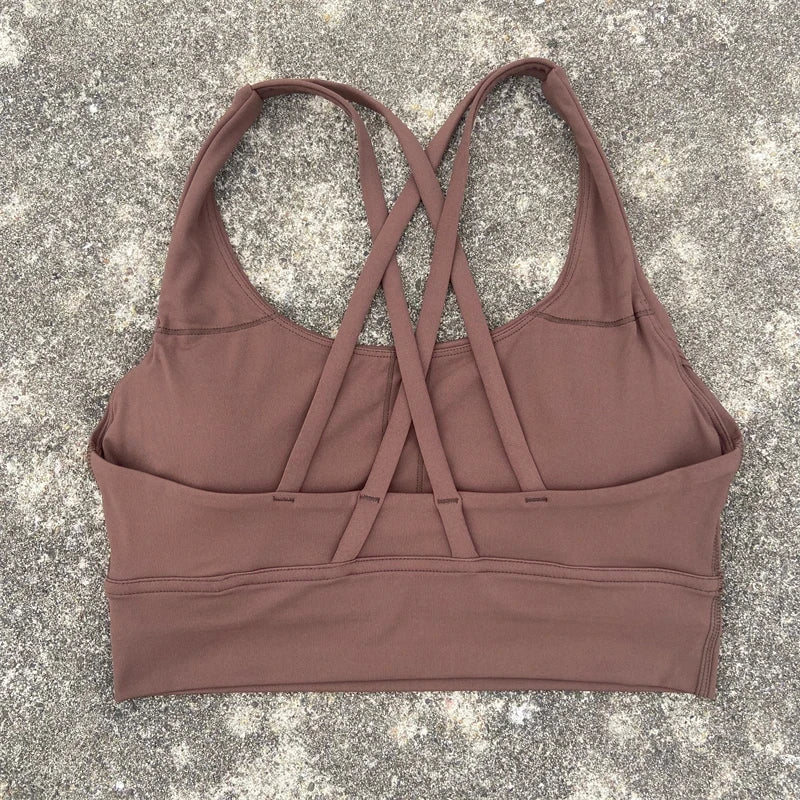 Women Cross Strap Sports Bra with Pads