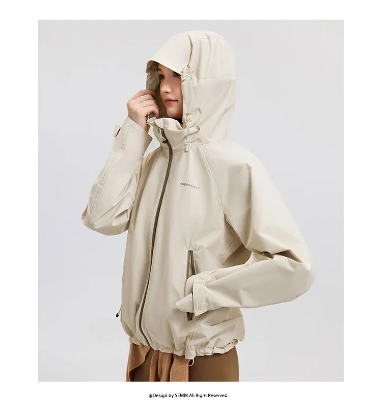 Women's Windproof Raglan Hooded Spring Jacket