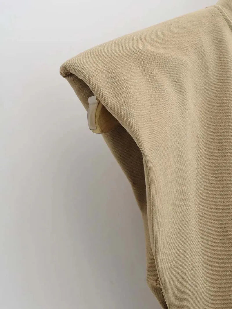 Women's Sleeveless Padded Shoulder Bodysuit – Summer Bodycon One-Piece