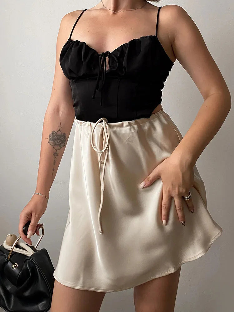 Women Satin Silk Mini Skirt