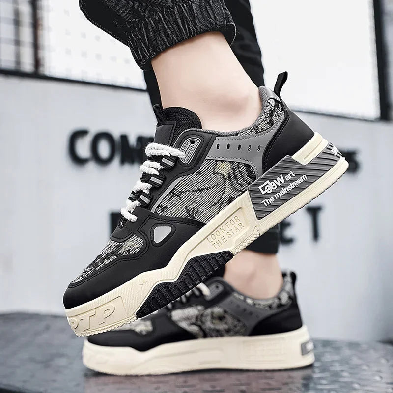 حذاء تزلج أبيض للرجال قابل للتنفس