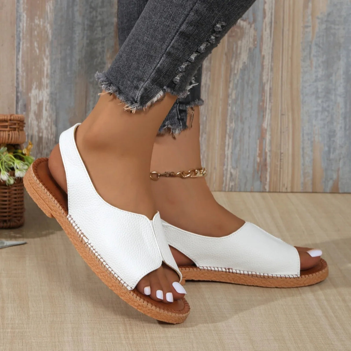 Women Open Toe Flat Sandals Summer Casual