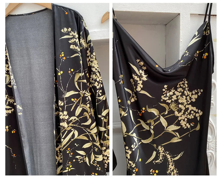 طقم رداء زفاف نسائي من الساتان