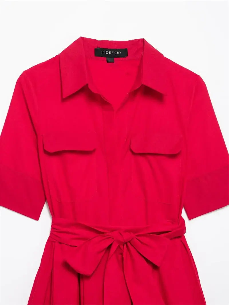 فستان نسائي أنيق - تصميم أنيق يصل إلى منتصف الساق